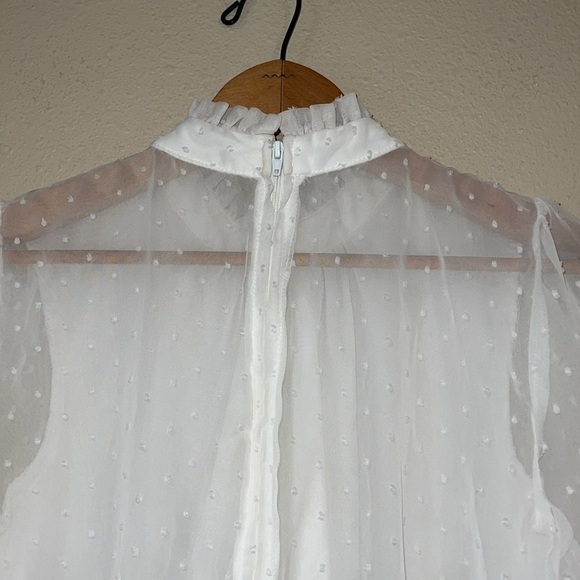 Altar'd State White Formal tiered zipper Dress with Bishop poufy Sleeves XS - Picture 7 of 8